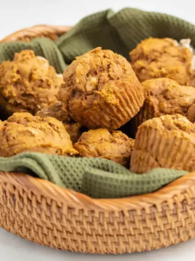 Pumpkin Banana Muffins in basket