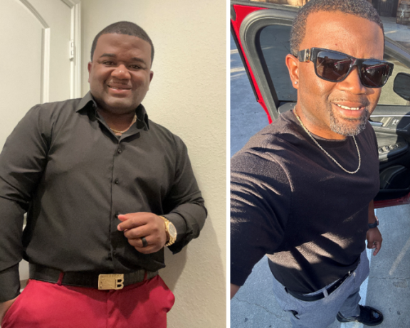 Before and after photos of Dwayne